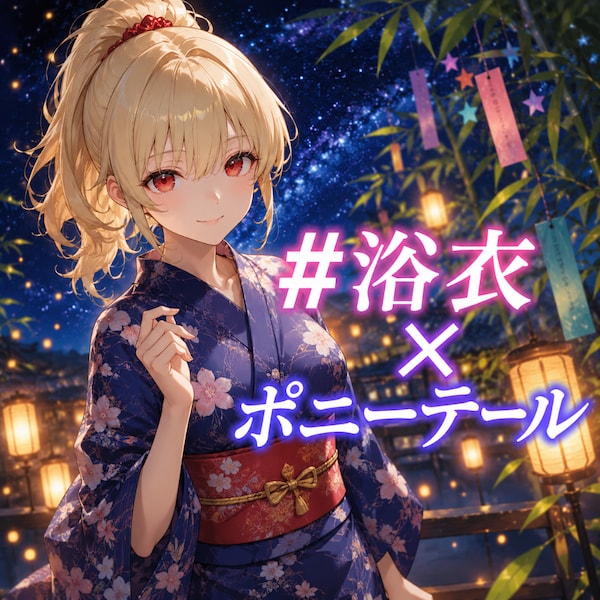 浴衣×ポニーテール
