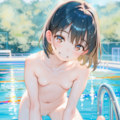 プールから上がる 1枚目