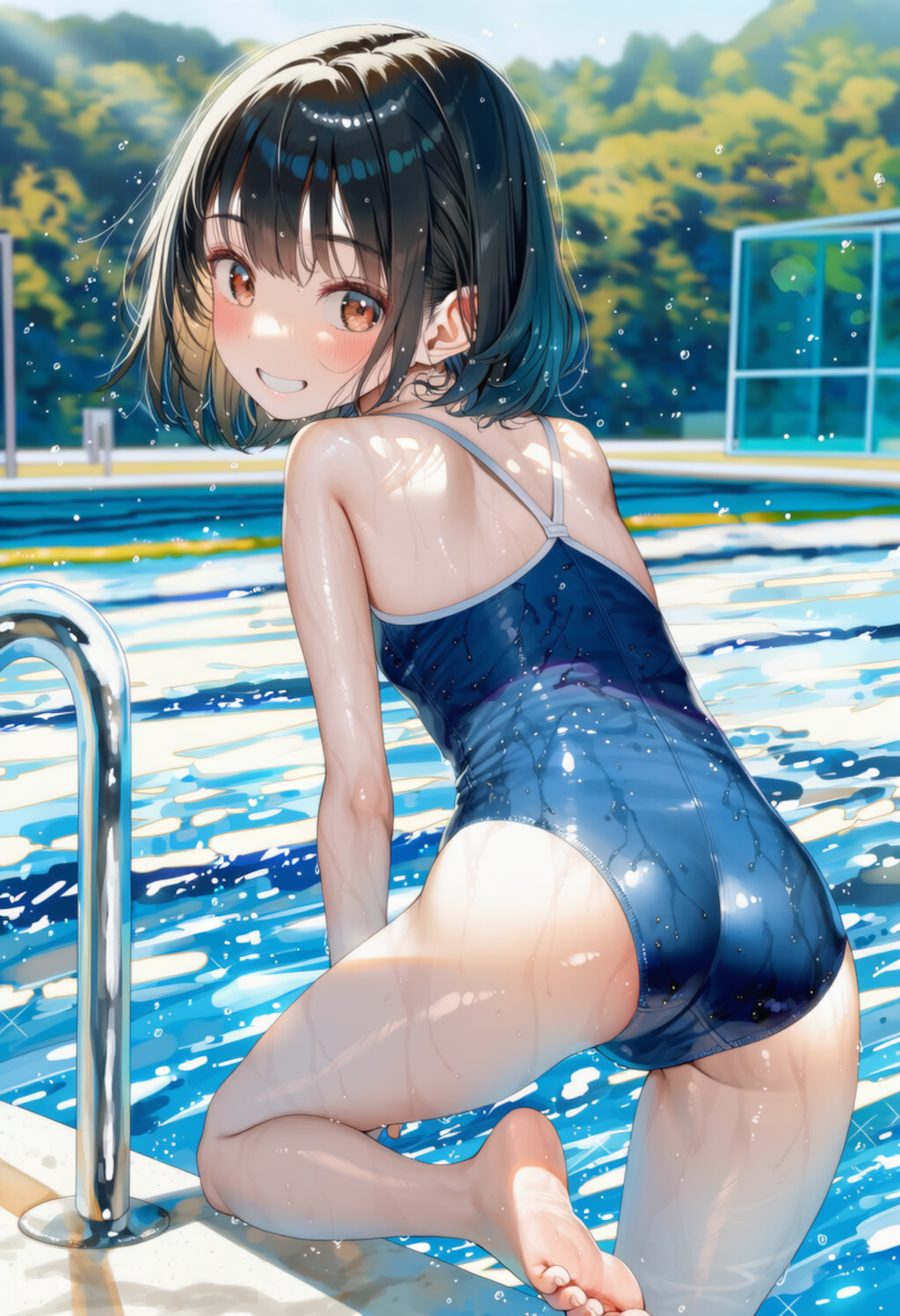 プールから上がる 4枚目