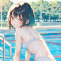 プールから上がる 3枚目