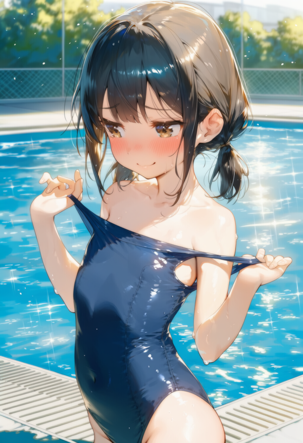 プールで露出
