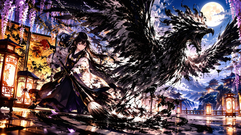 墨の鳥と月下美人