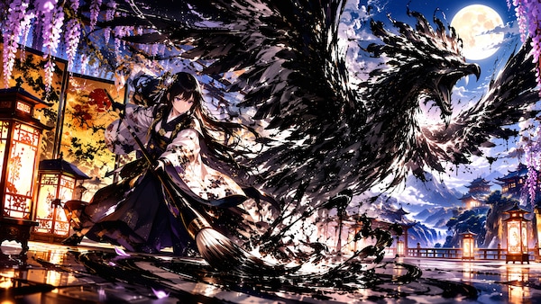 墨の鳥と月下美人