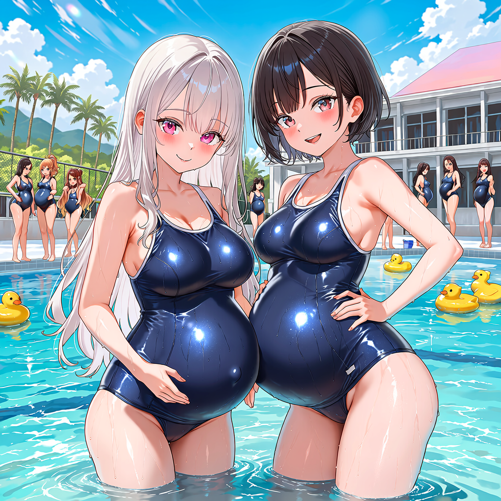 【71枚】スク水少女（孕） 4枚目