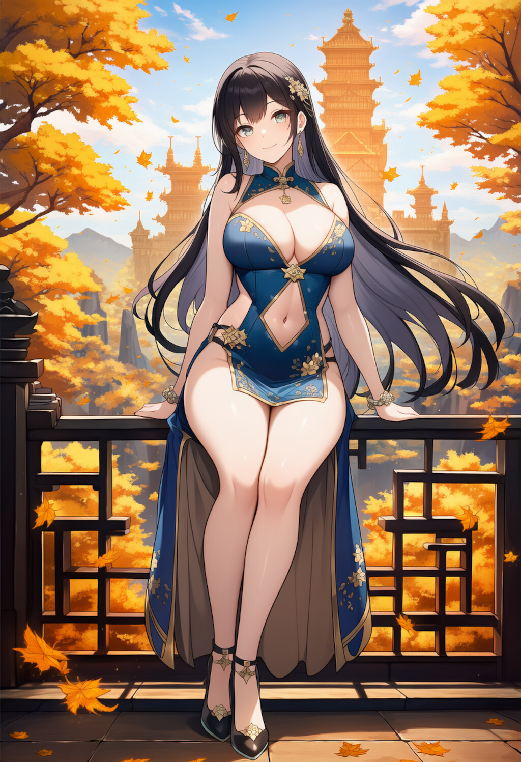 チャイナドレスの美女 1枚目