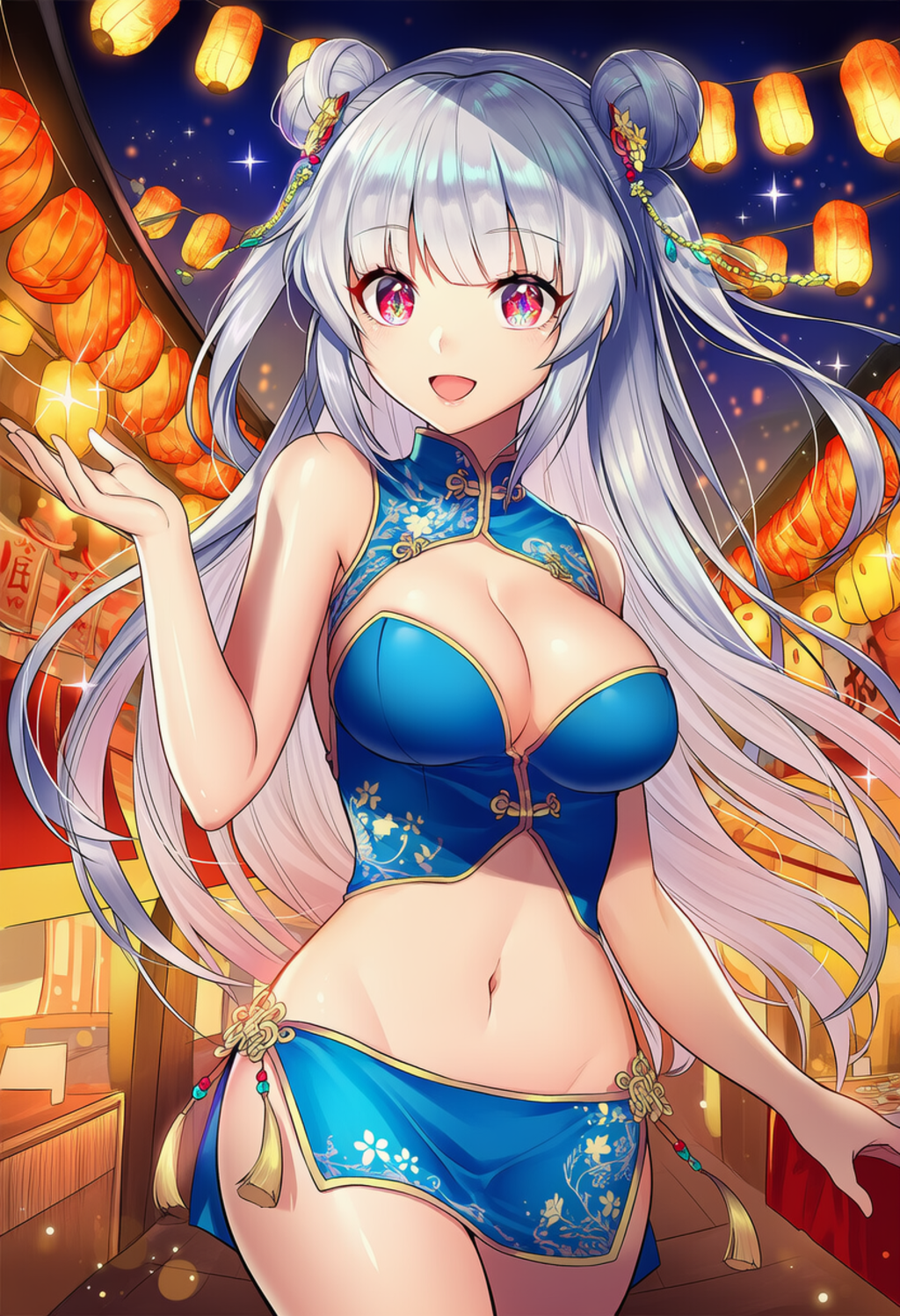 銀髪のチャイナドレスの美少女 2枚目