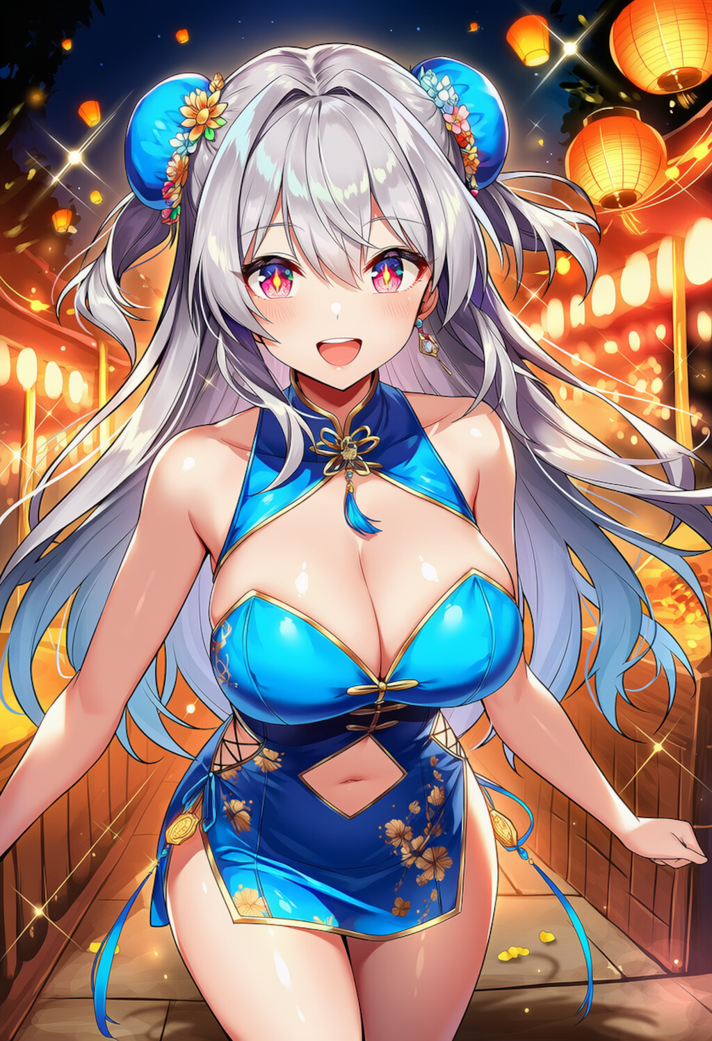 銀髪のチャイナドレスの美少女 4枚目