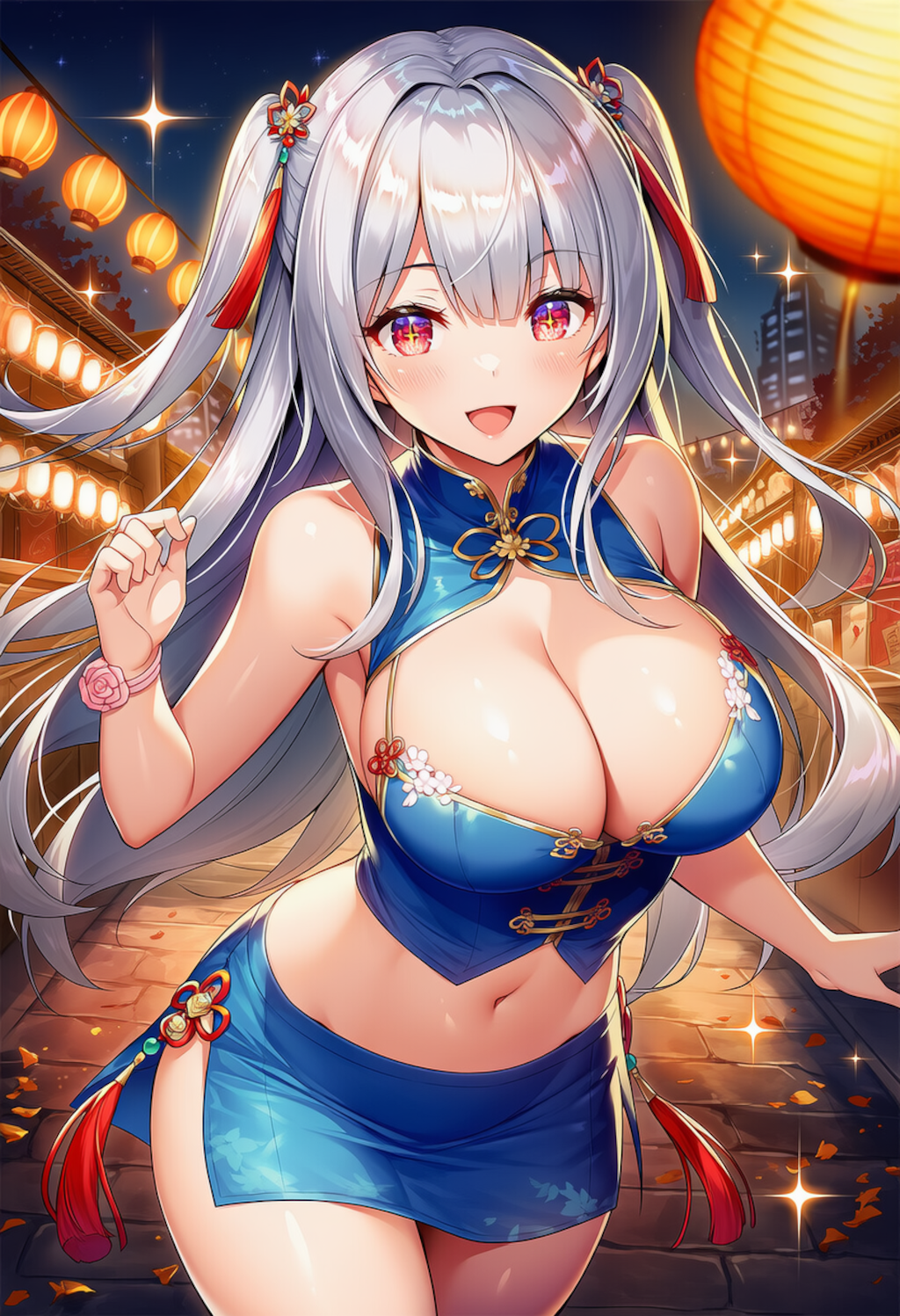 銀髪のチャイナドレスの美少女 3枚目