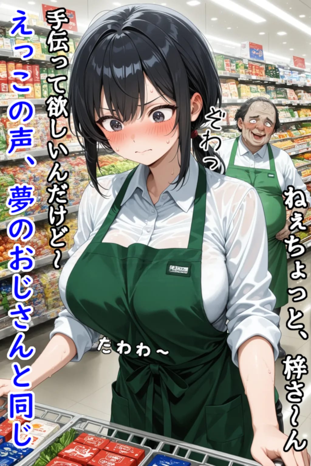 巨乳スーパー店員はあのおじさんに夢の中で弄ばれる 4枚目