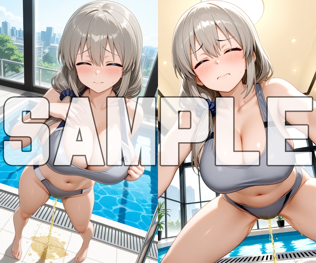 おしっこお漏らしチャレンジ【宇〇月 水着編】 6枚目