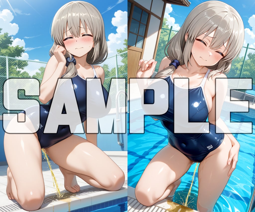 おしっこお漏らしチャレンジ【宇〇月 水着編】 3枚目