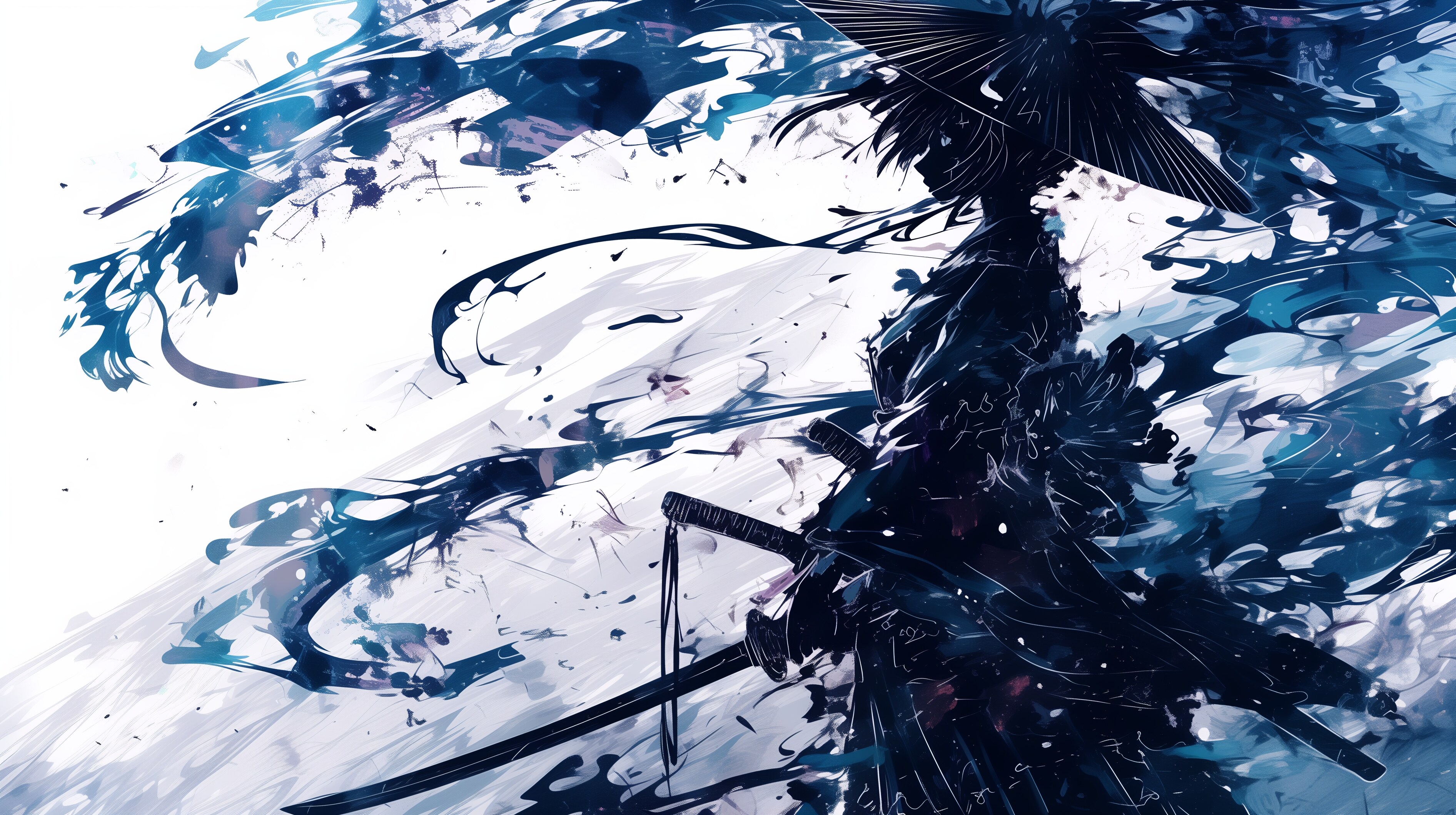 水墨画スタイル侍ガール