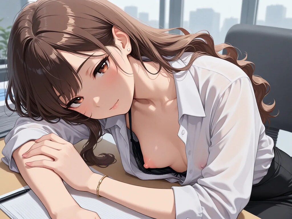 4枚:気怠い感じで胸チラ