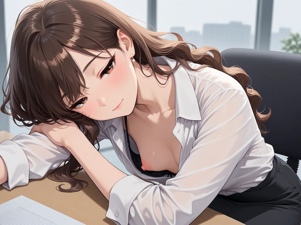 4枚:気怠い感じで胸チラ