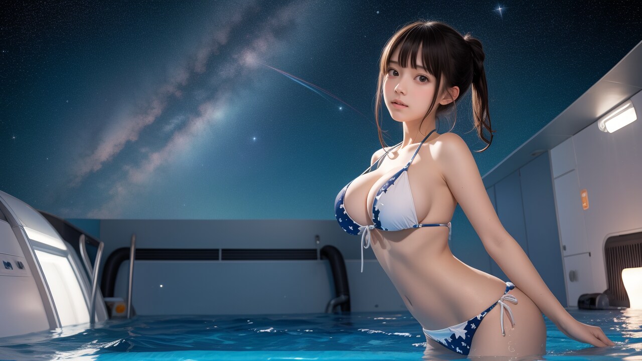 銀河が見えるナイトプール