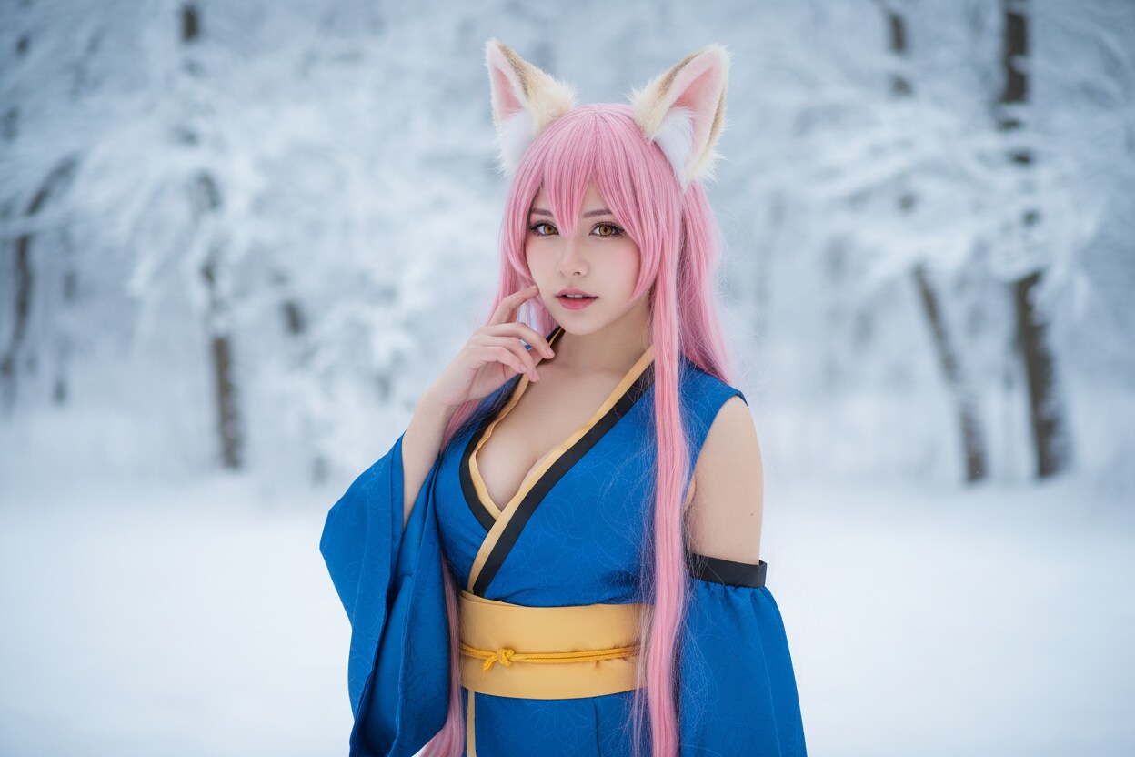 20251125【5枚】狐耳とピンクの髪のコスプレの女性
