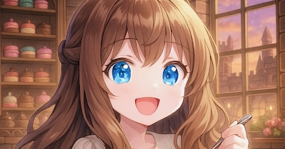 巨大デス・バイ・チョコレートケーキを食べる小さな女の子