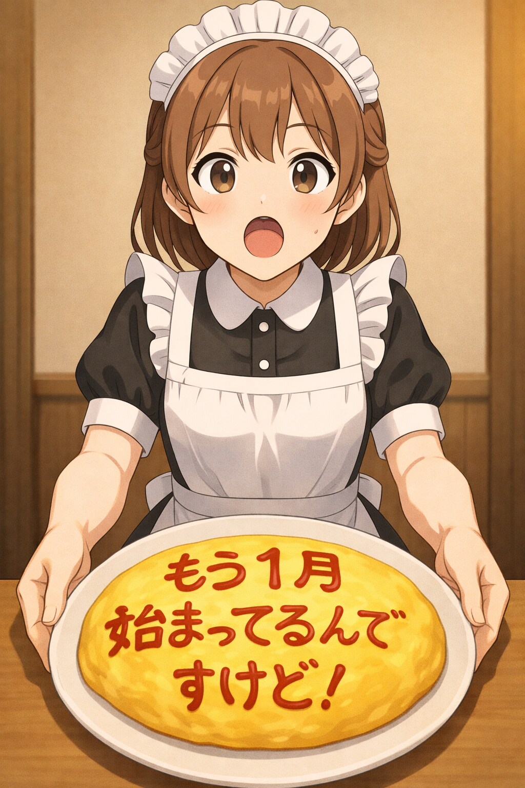 卓上カレンダーのオムライスのメイドさん