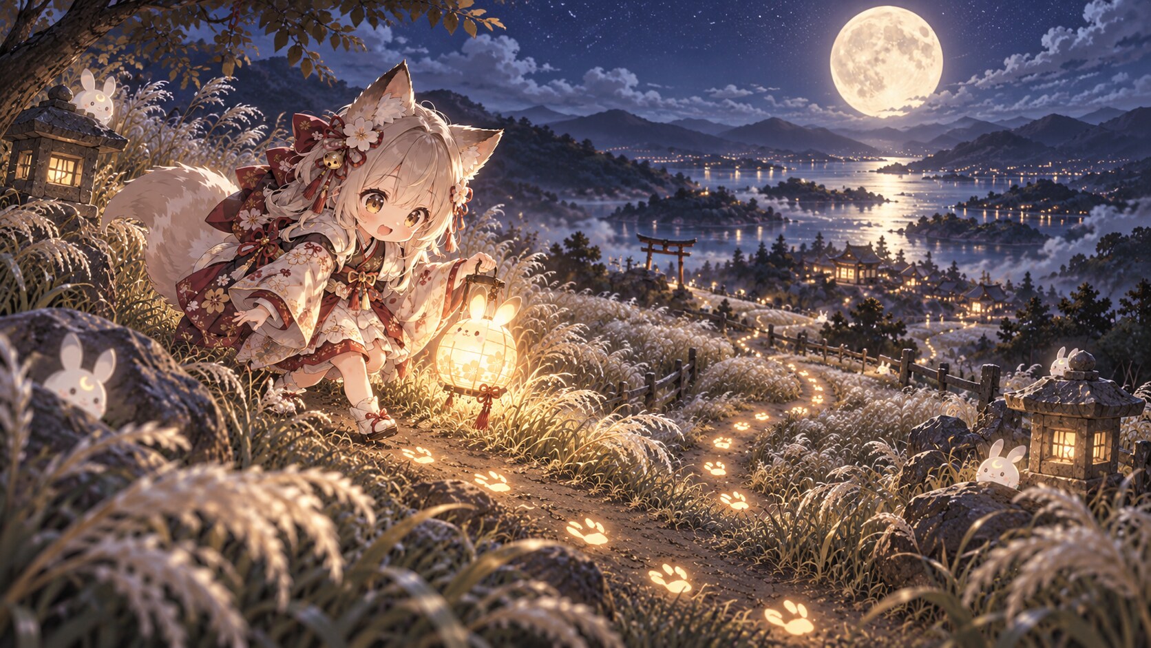 月うさぎの足あと探し