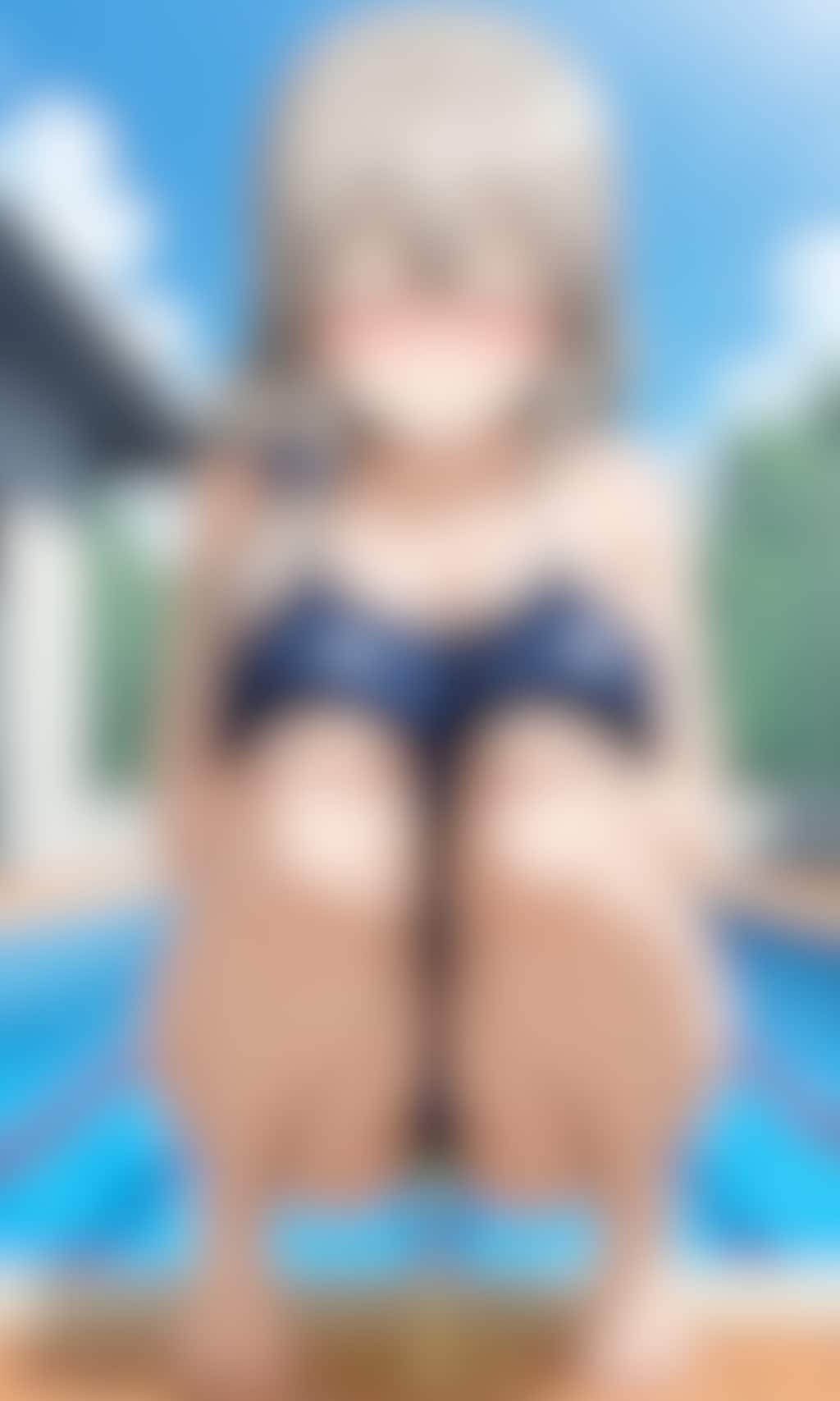 おしっこお漏らしチャレンジ【宇〇月】(競泳タイプのスクール水着)