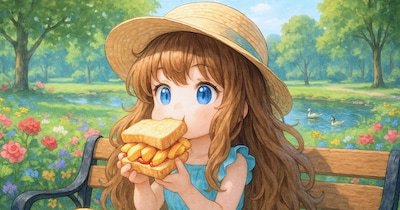 チップバティを食べる小さな女の子