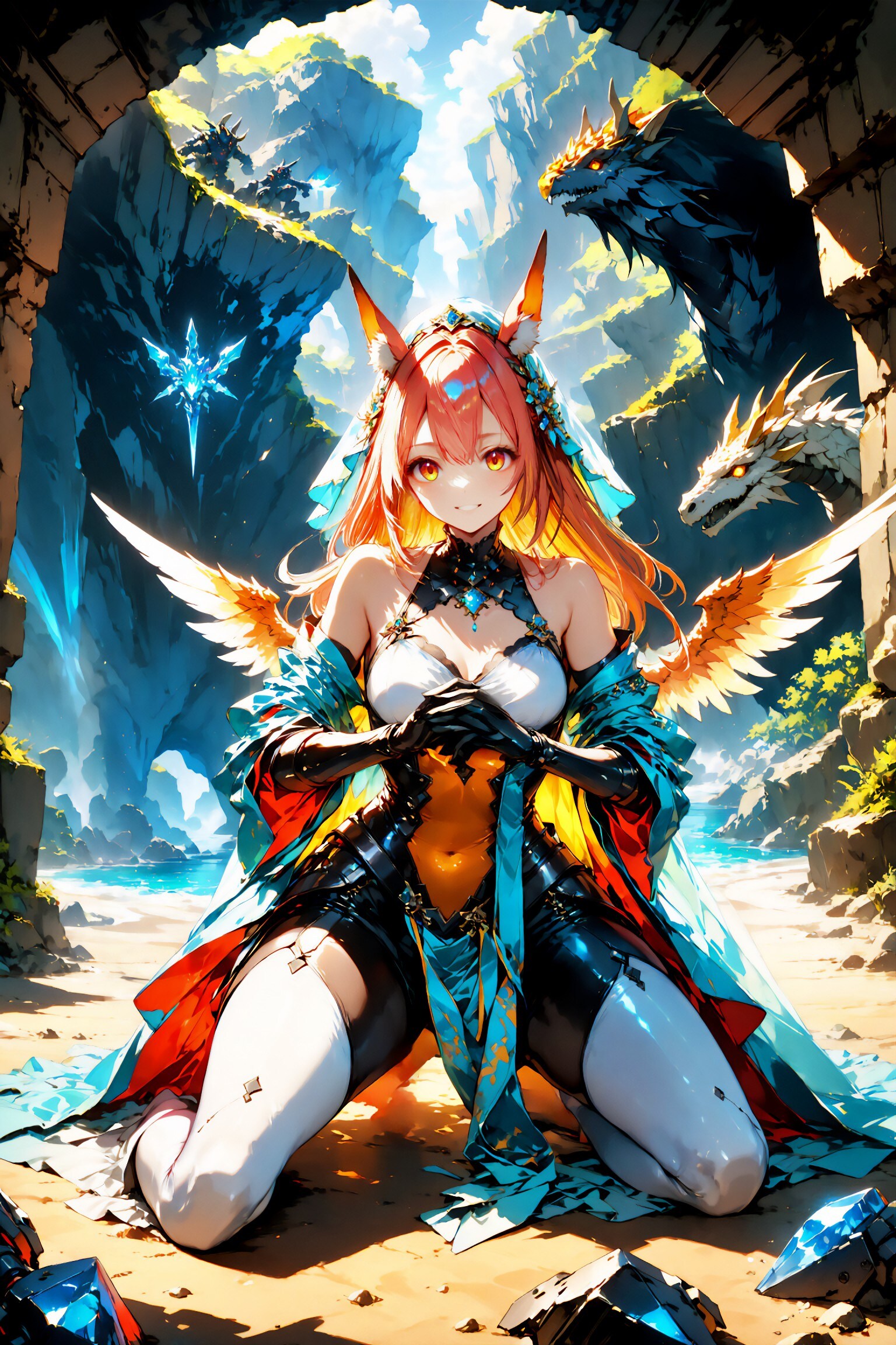 幻想と竜と断崖絶壁と翼持つケモミミちゃん