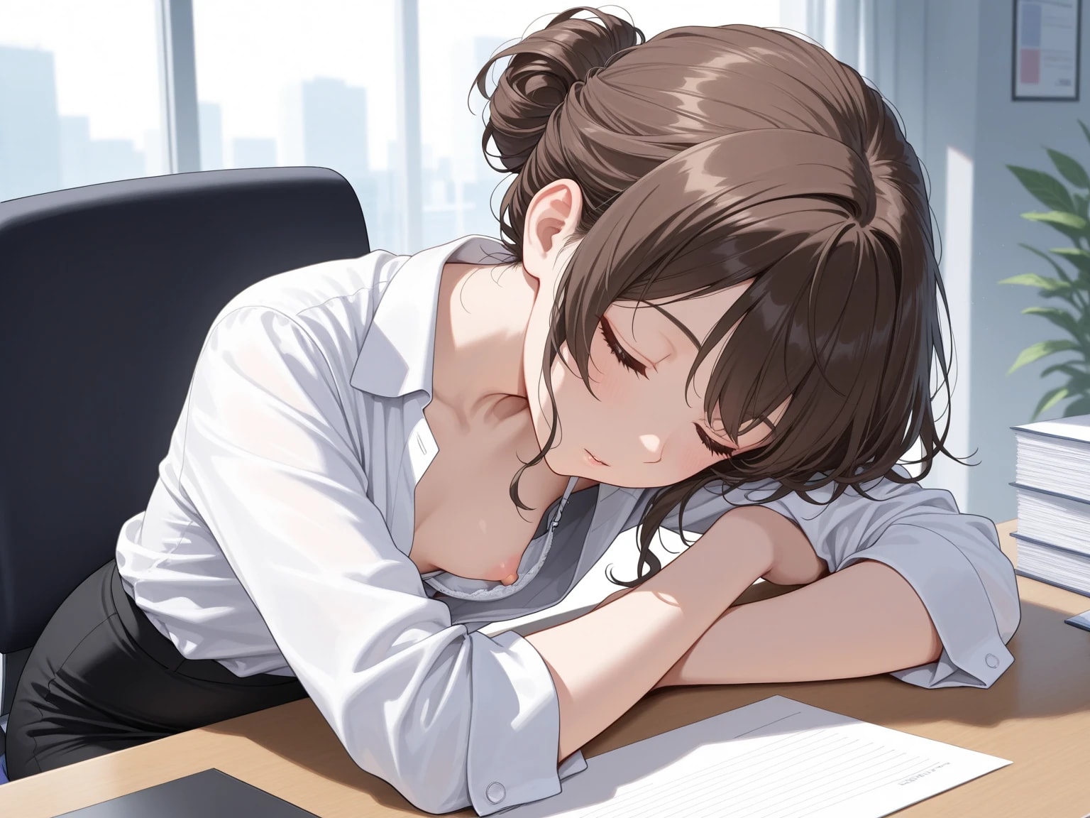 33枚:居眠り胸チラ