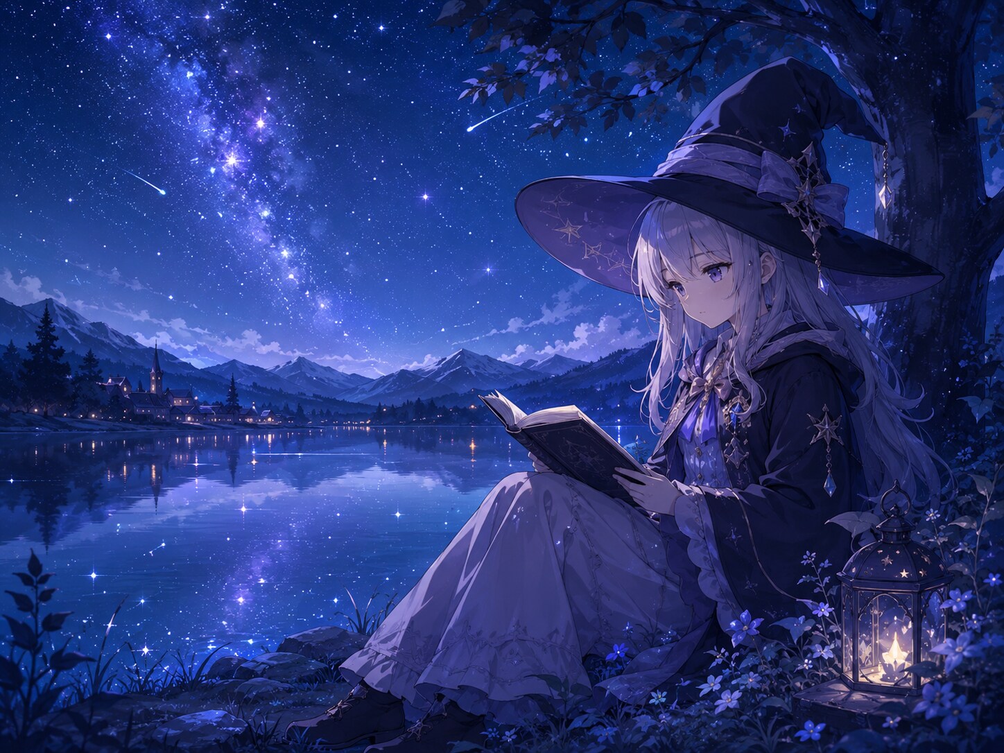 星あかりの湖畔で読書