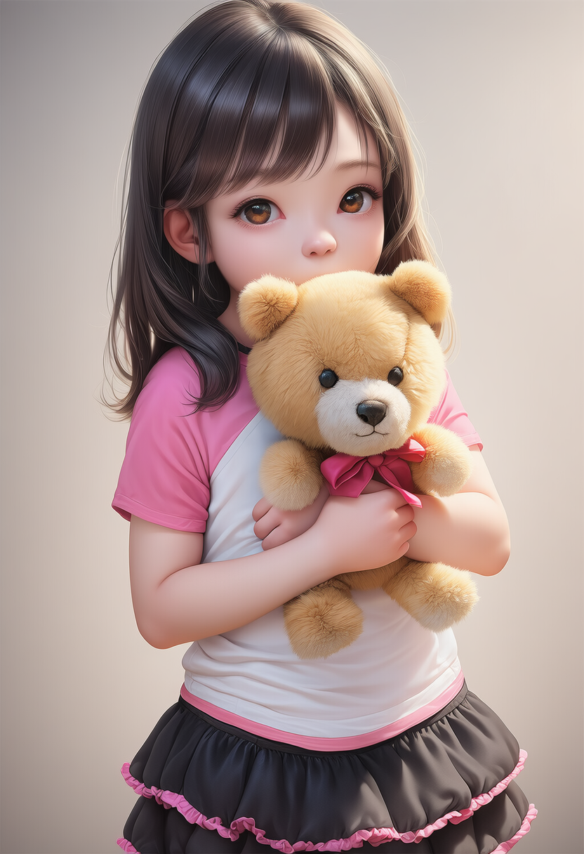 ピンクのシャツの子いろんなポーズ