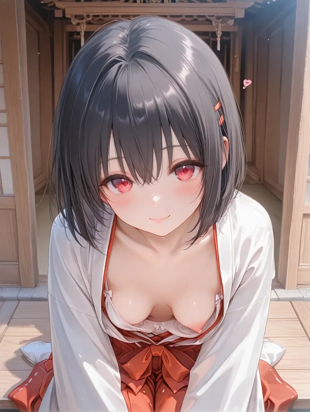 17枚:巫女見習いの胸チラ