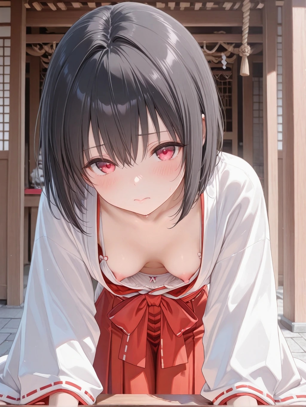 17枚:巫女見習いの胸チラ