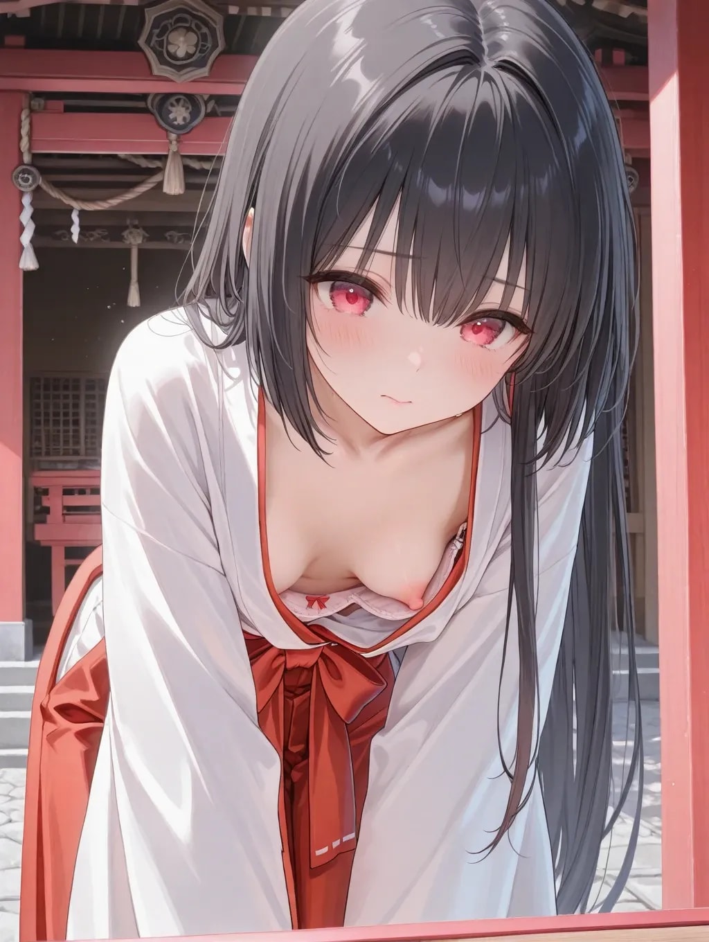 17枚:巫女見習いの胸チラ