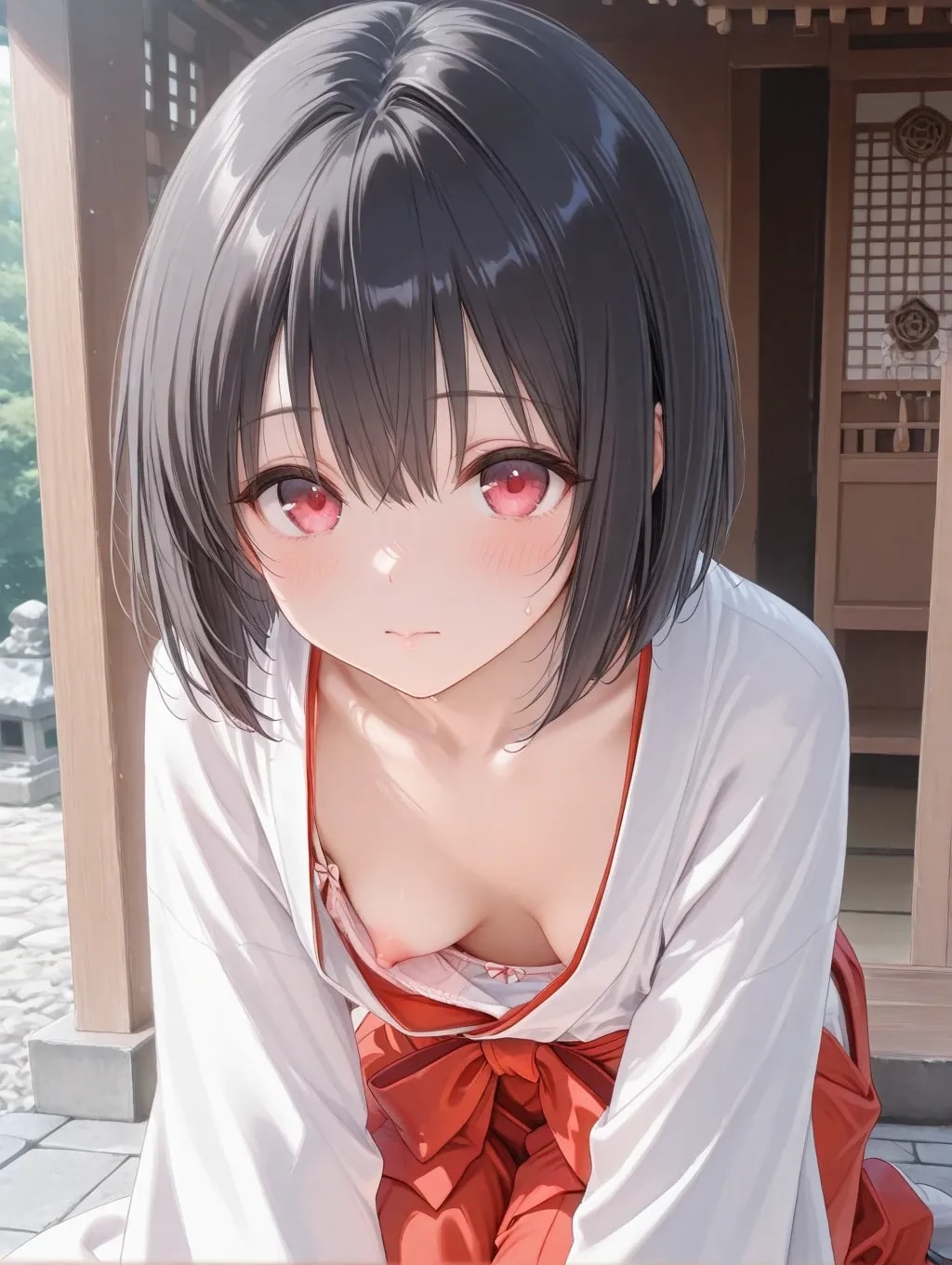 17枚:巫女見習いの胸チラ