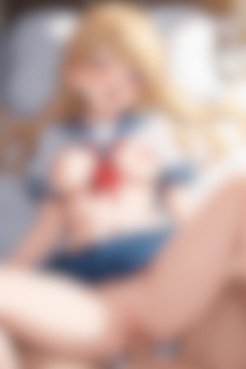 朝のベッドでセーラー服あへ顔中出し