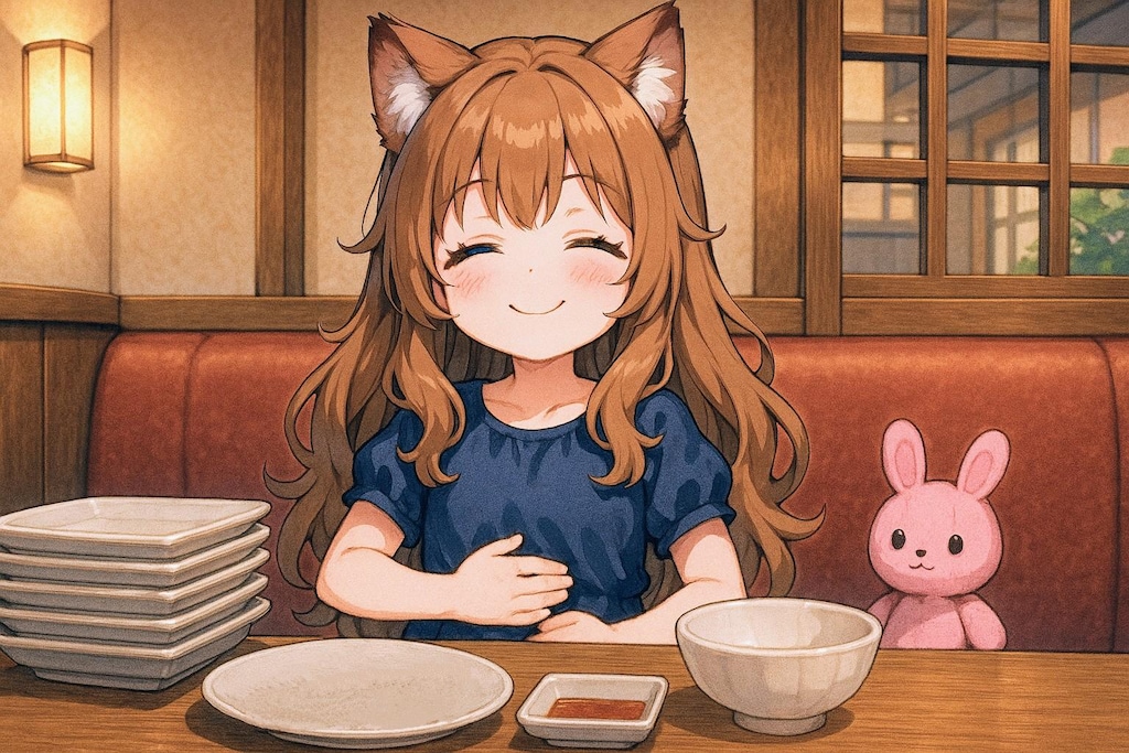 高級焼肉を堪能する小さな女の子