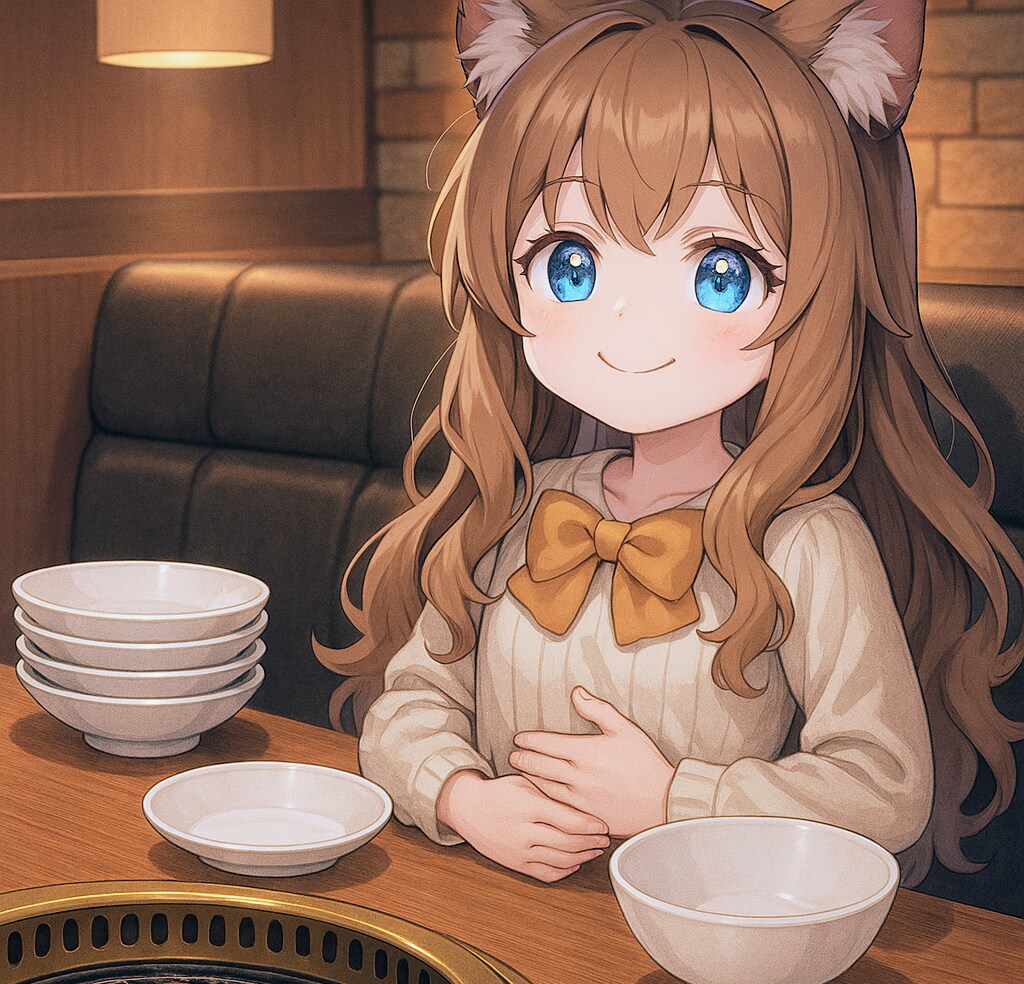 高級焼肉を堪能する小さな女の子