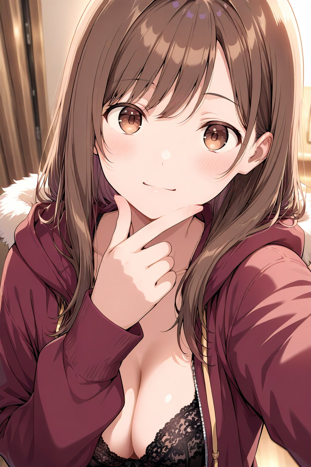 20251202【5枚】部屋着とランジェリー姿でポーズをとる黒髪の女性