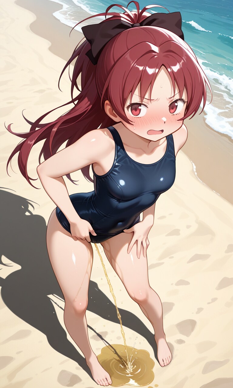 蔵出しおしっこお漏らしチャレンジ【佐倉〇子】（スクール水着）