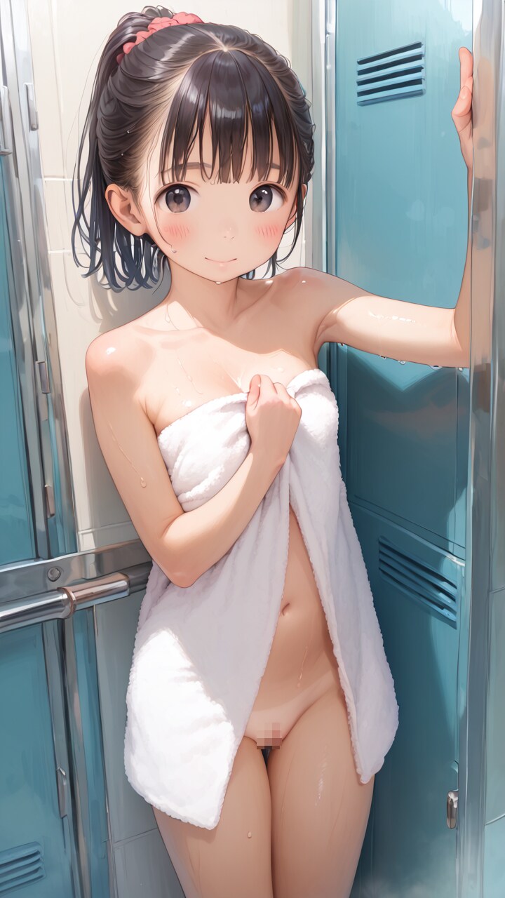 お風呂上りの〇リJ〇ちゃんたちがお〇んこチラ見せ（6枚）