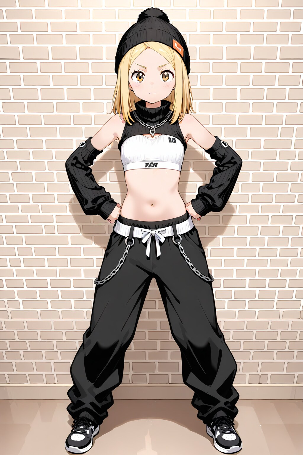 20251213【4枚】スポーツブラとニットアームカバー姿の女性