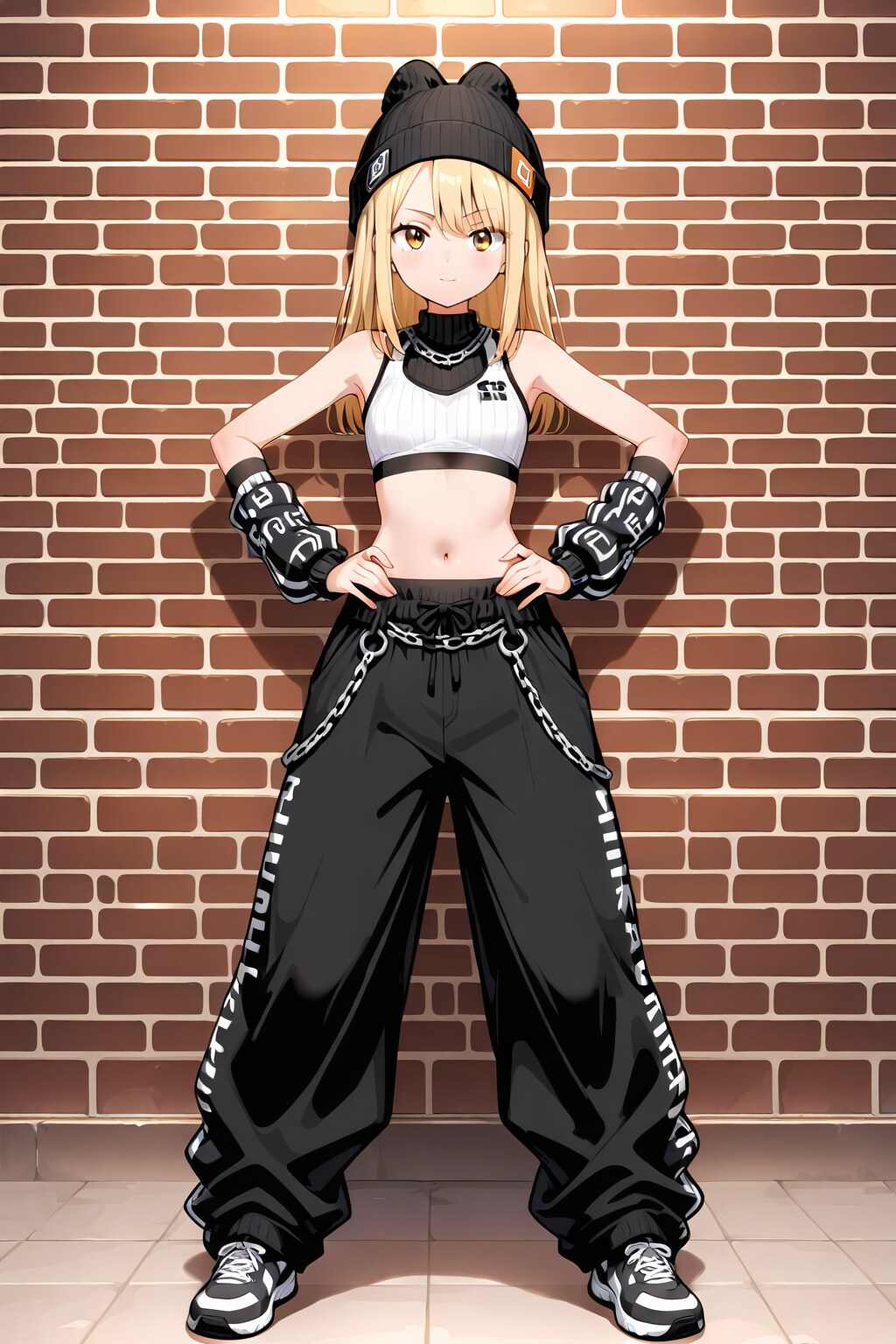 20251213【4枚】スポーツブラとニットアームカバー姿の女性