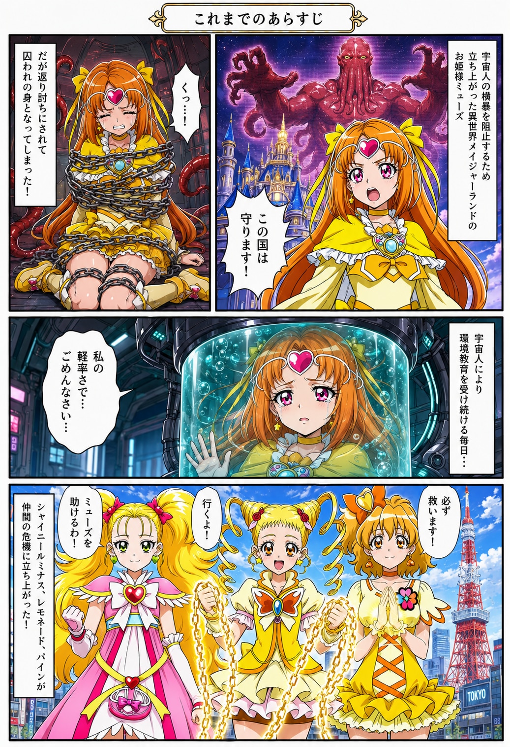【リクエスト】触手宇宙人にアブダクションされて肉体改造される◯ャイニールミナス、◯ュアレモネード、◯ュアパイン