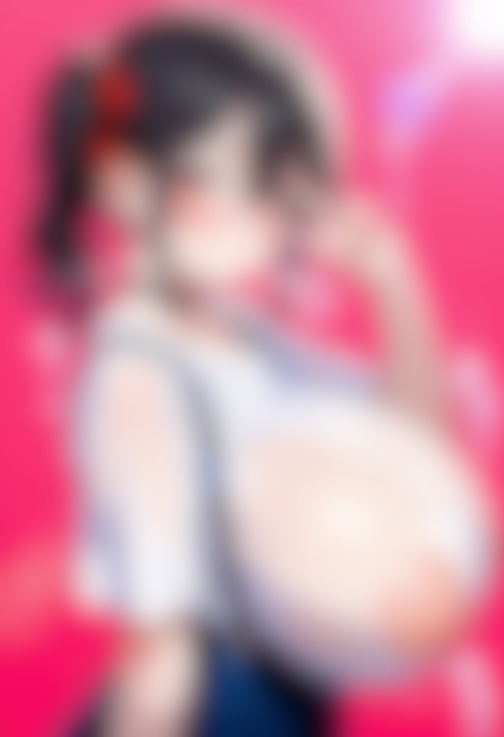 サスペンダー透けシャツ爆乳女