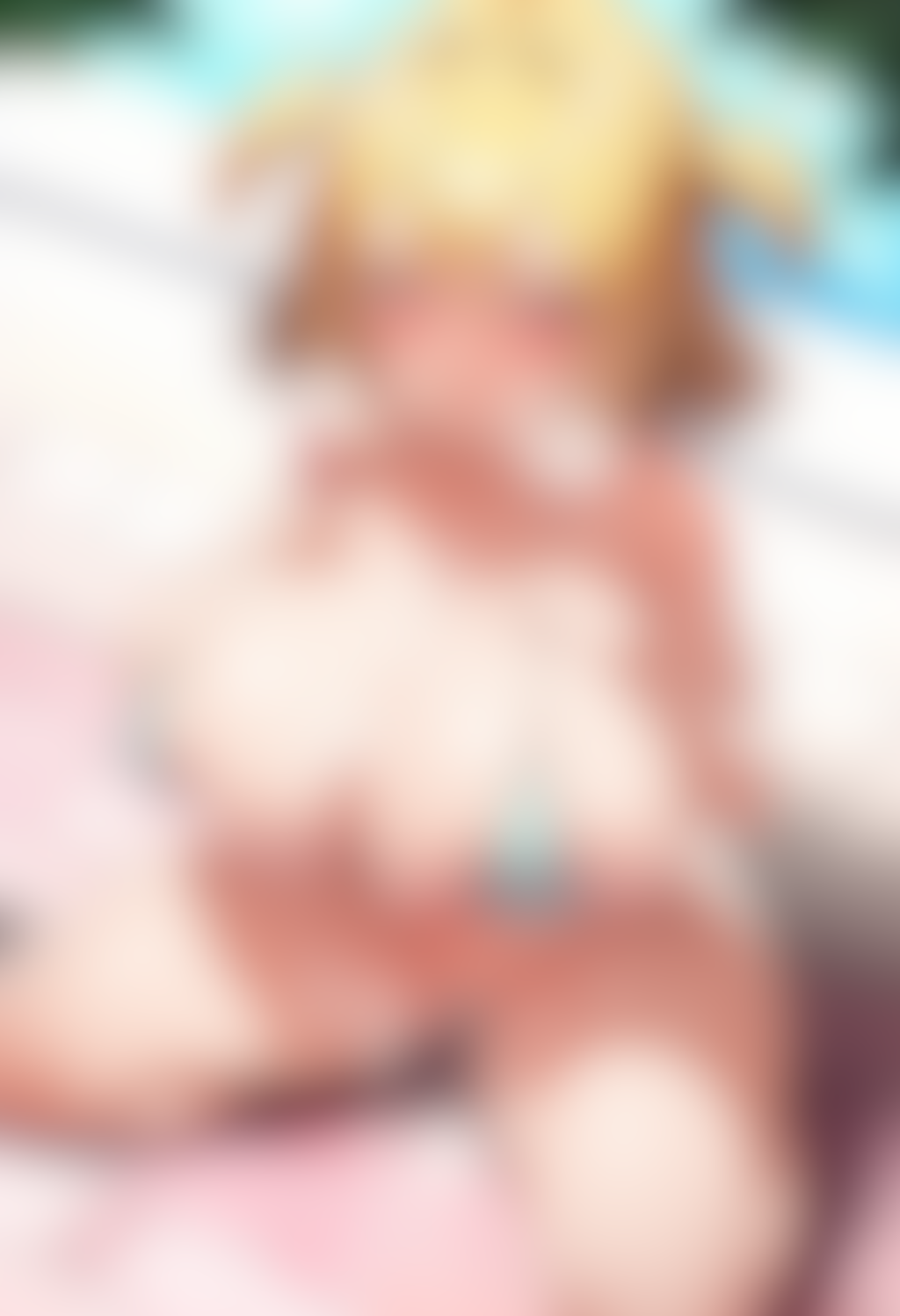 縞々ビキニツインテちゃんに大量ぶっかけ