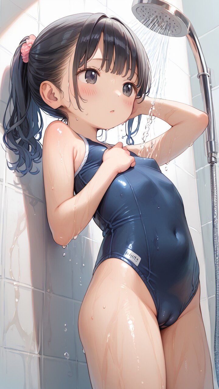 〇リJ〇ちゃんたちがスク水でシャワー浴び（１２枚）
