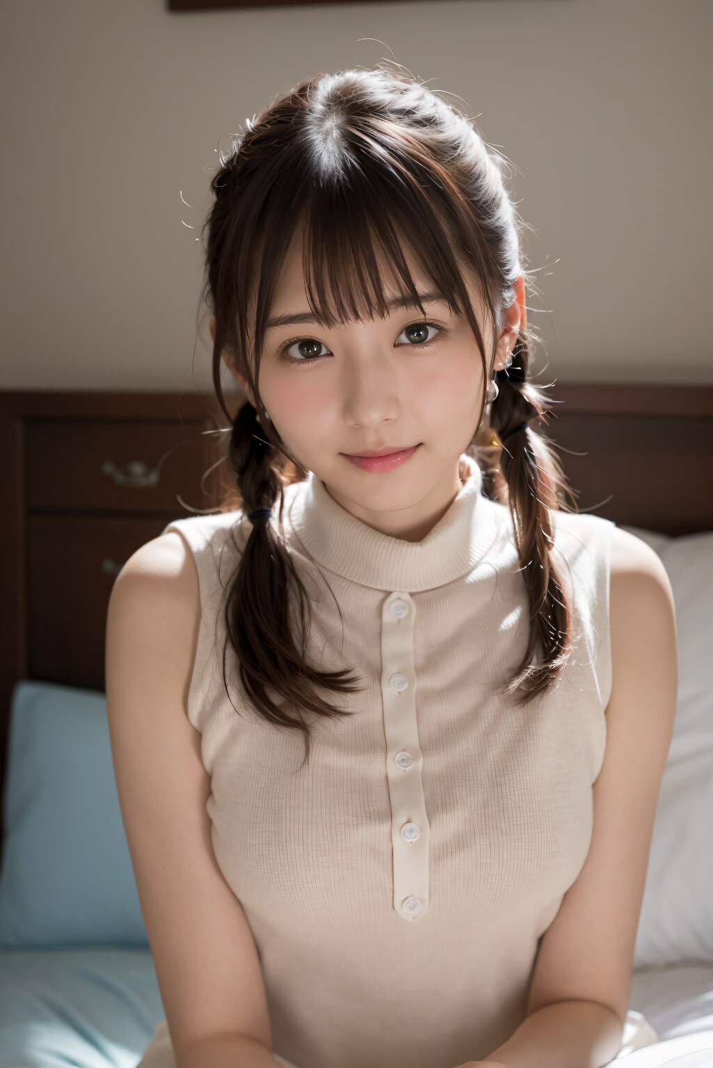 頬を赤くしている女性