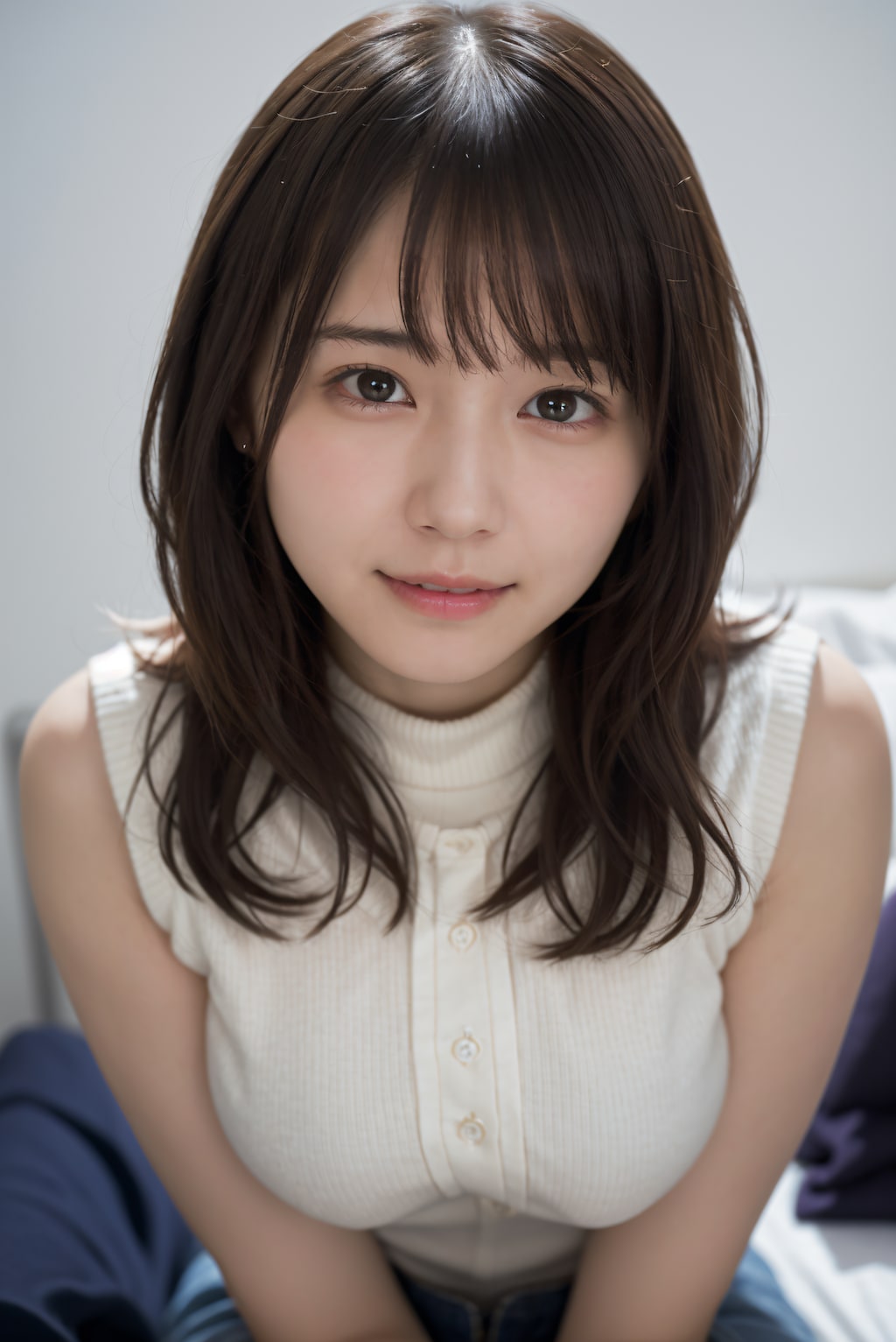 頬を赤くしている女性