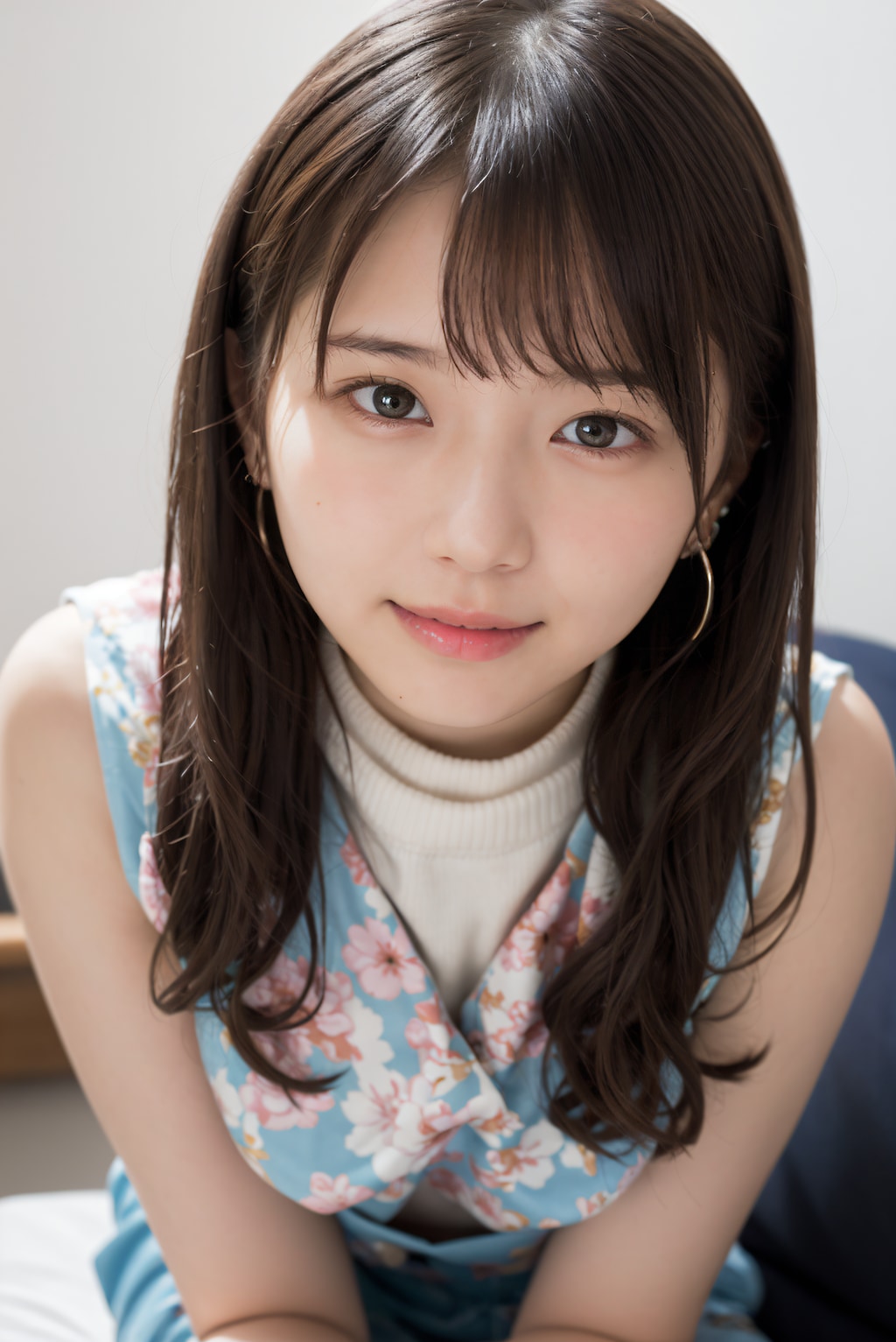 頬を赤くしている女性