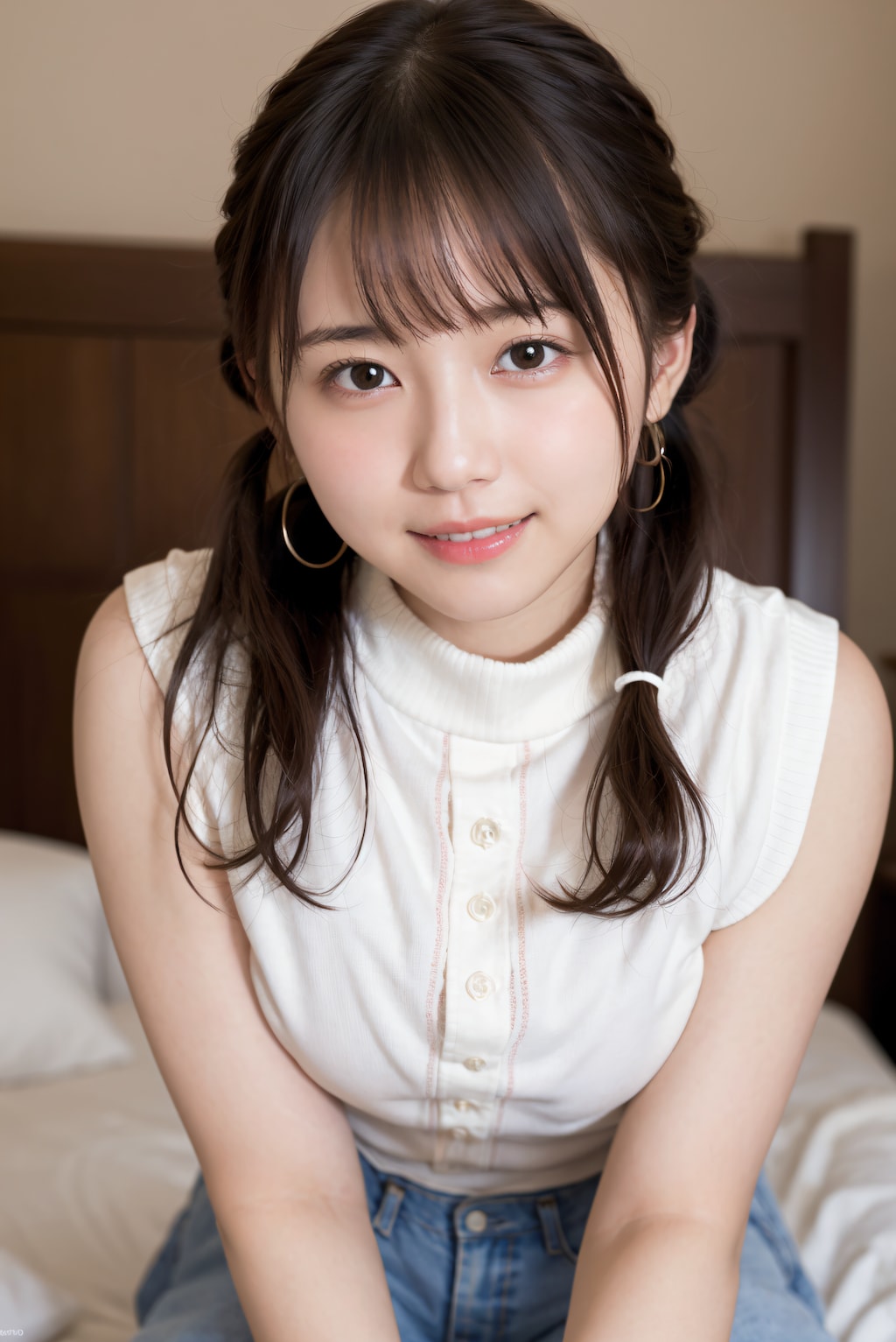 頬を赤くしている女性