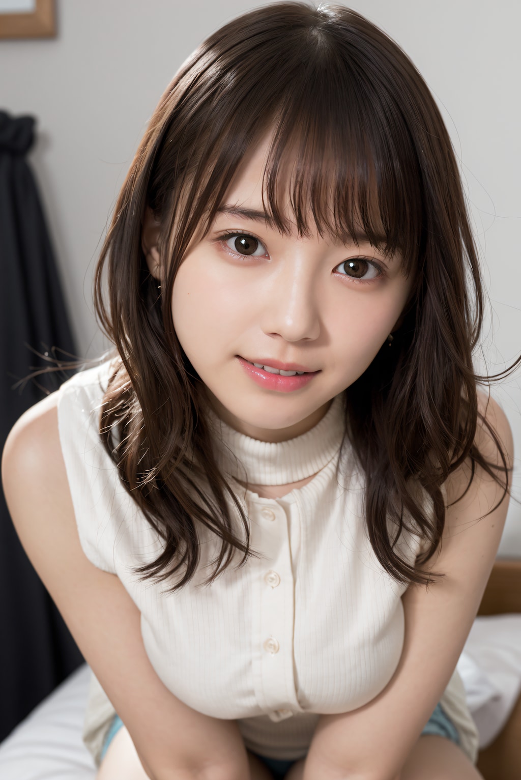 頬を赤くしている女性